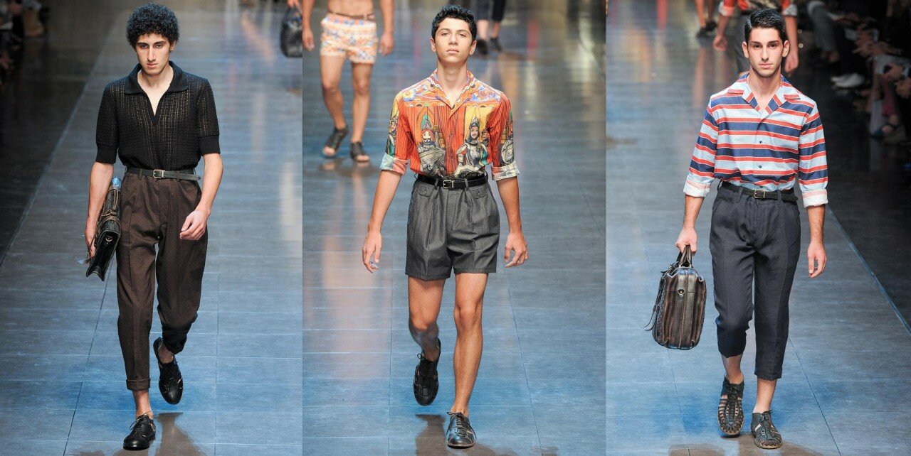 Na temporada italiana de Verão 2013, a Dolce & Gabbana fez um desfile em que homens comuns da Sicília — padeiros, pescadores, motoristas — substituíram organicamente os modelos usuais. A marca tratou o ordinário como raro, reatando laços com suas raízes patrióticas: ser italiano basta para ser lindo.