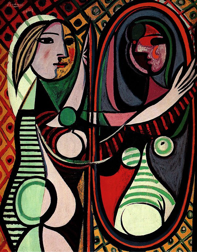 Pablo Picasso, "Girl before a mirror": o indivíduo contemporâneo é fragmentado e impossível de ser enquadrado em segmentações engessadas.